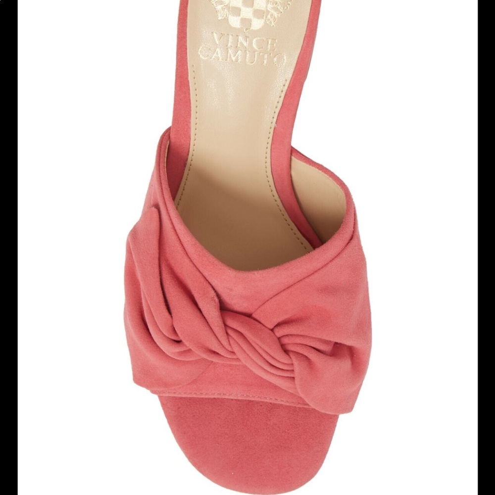 Vince Camuto Sharrey Pink Suede Bow Mules